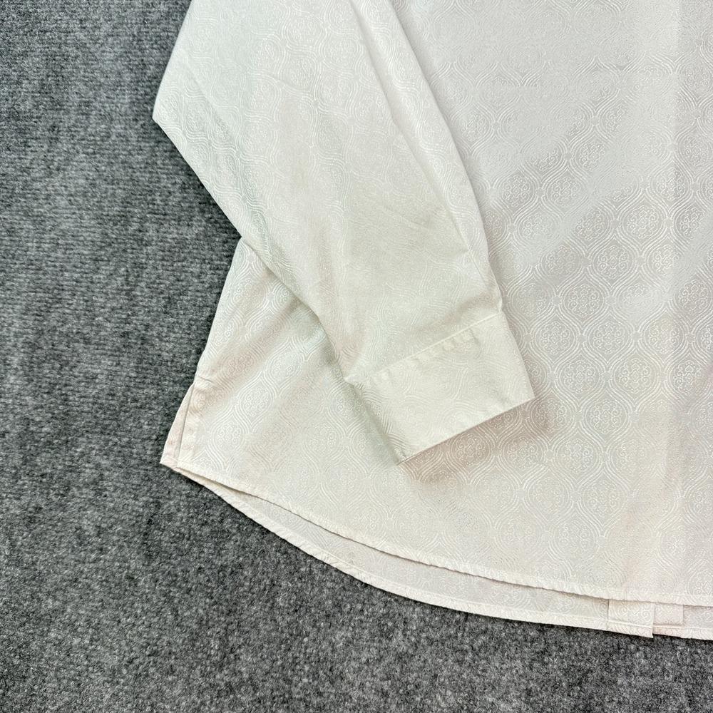 Foxcroft Womens Button Up Shirt Size 16 Shaped Fit White Jaquard Wrinkle Free - Picture 12 of 16